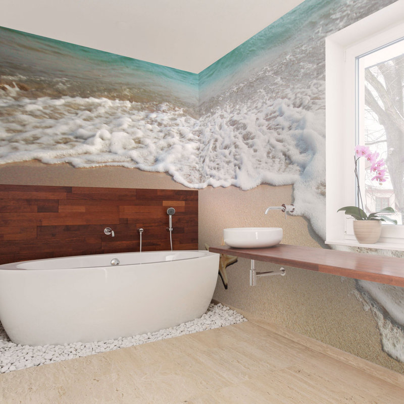 Panneau de papier peint Woodfin Beach, L 100,08 po x l 192 po