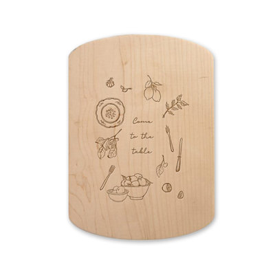 Sketch Table Scene 11 x 8 Maple Oval Cutting Board