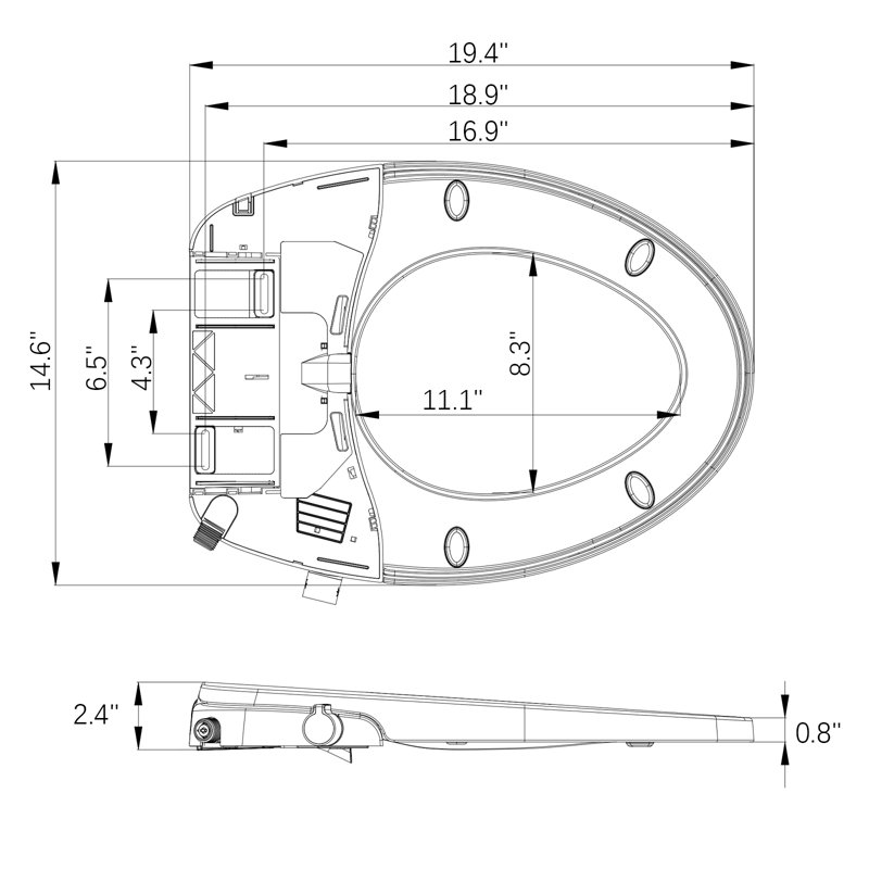 Siège de toilette à bidet allongé non électrique GarveeHome