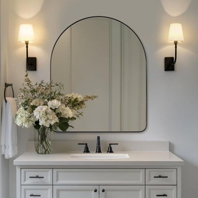 Hafsa Antique Arched Bathroom Vanity Mirror | Stainless Steel Frame