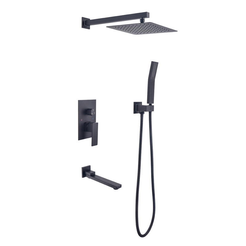 Système de douche complet avec valve brute, Noir