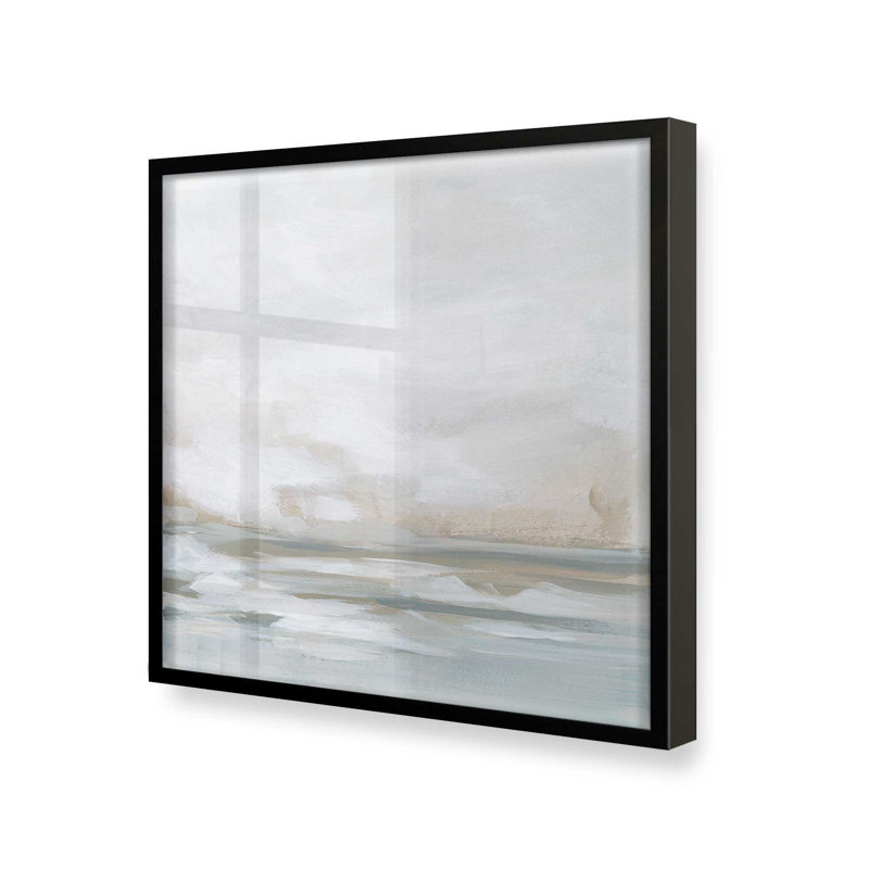 Hiver paysage marin sérénité II, Cadre photo noir simple, H 21,5 po x l 21,5 po