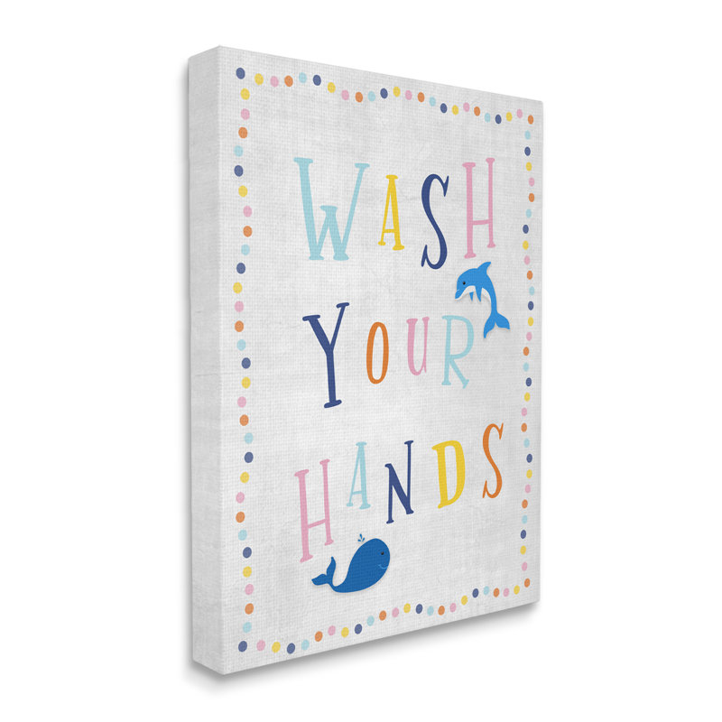 «Wash Your Hands» pour salle de bain, Plaque de bois, H 48 po x l 36 po
