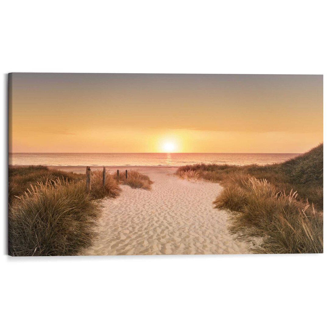 Wandbild Deco Block Sonnenuntergang Strand - Dünen - Sand - Glück