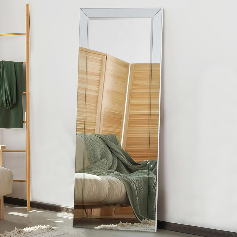 Laux Mirrored Bevel Frame Full Length Beveled Mirror Rectangle Beveled Edge Mirror Large Beveled