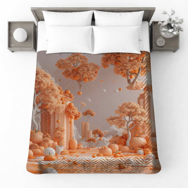 Couvre-lit matelassé Pumpkin Floating Trees, Double