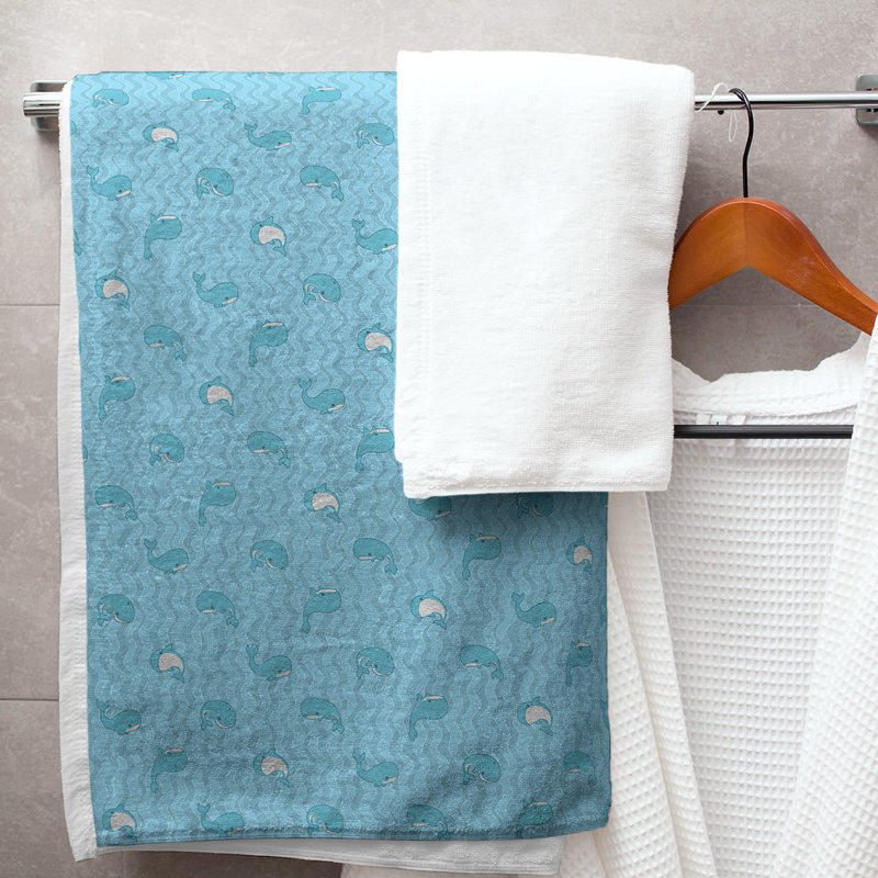 Serviette de bain katelyn elizabeth baleines, Bleu sarcelle