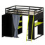 Lit-couchette polyvalent avec rangement intégré, rideaux suspendus et lumières RVB colorées-130155165