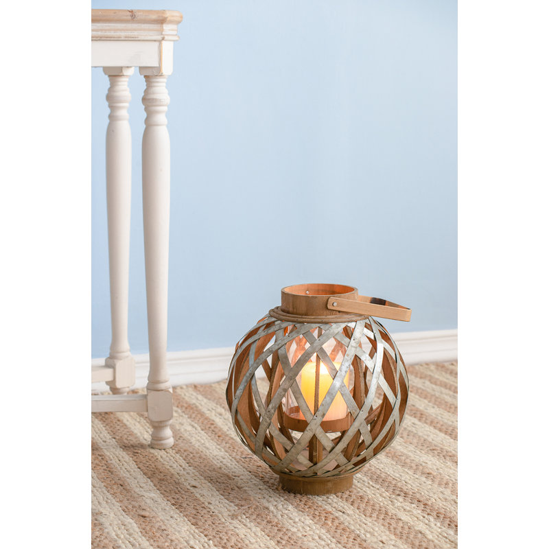 Tabletop Lantern, 12.8" H x 11.5" W x 11.5" D