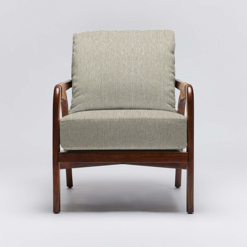 Delray Upholstered Armchair, Light Chestnut, Straw Faux Leather