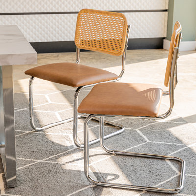 Pu Dining Chair 2pcs Brown