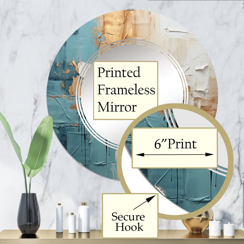Zedra - Miroir mural moderne rond, 32 po x 32 po
