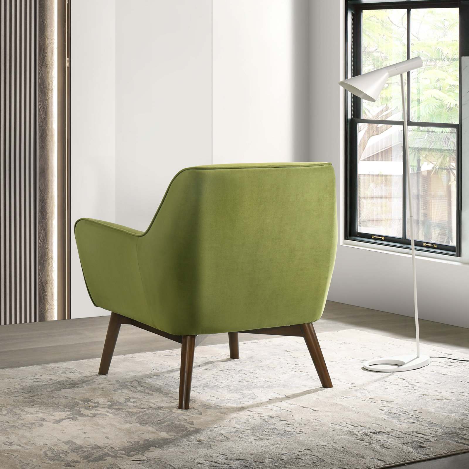 Ahrens 32" Upholstered Accent Chair, Pistachio Green Velvet