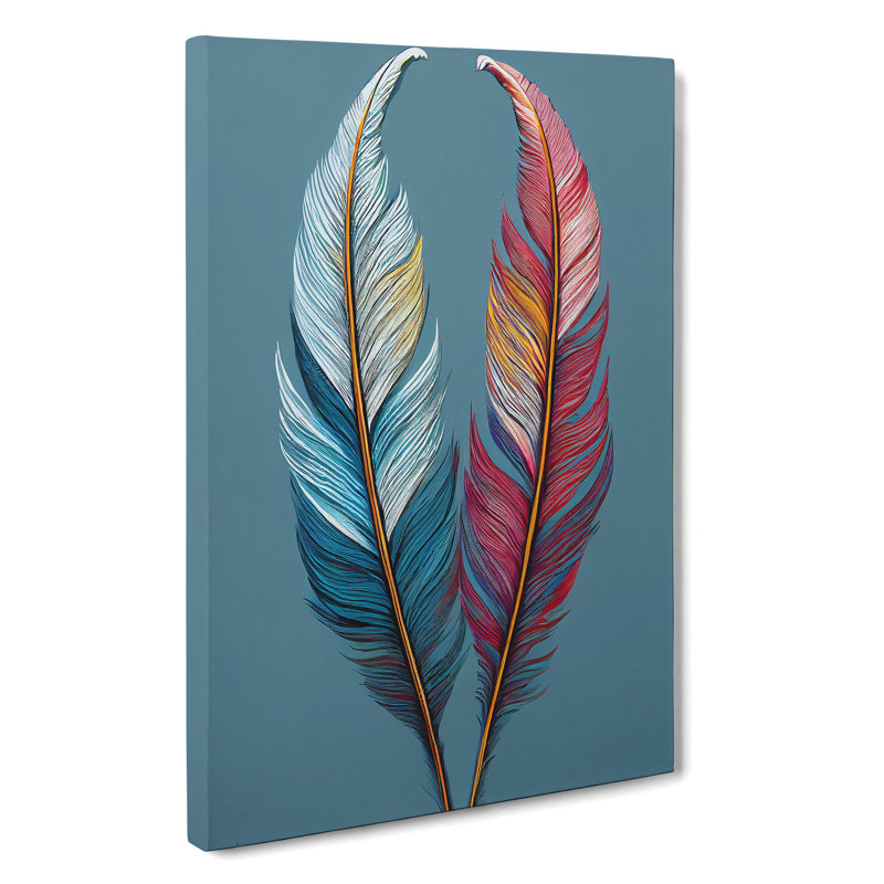 XC1022-4793X Two Feathers - Wrapped Canvas Print, 50cm H x 35cm W x 3cm D