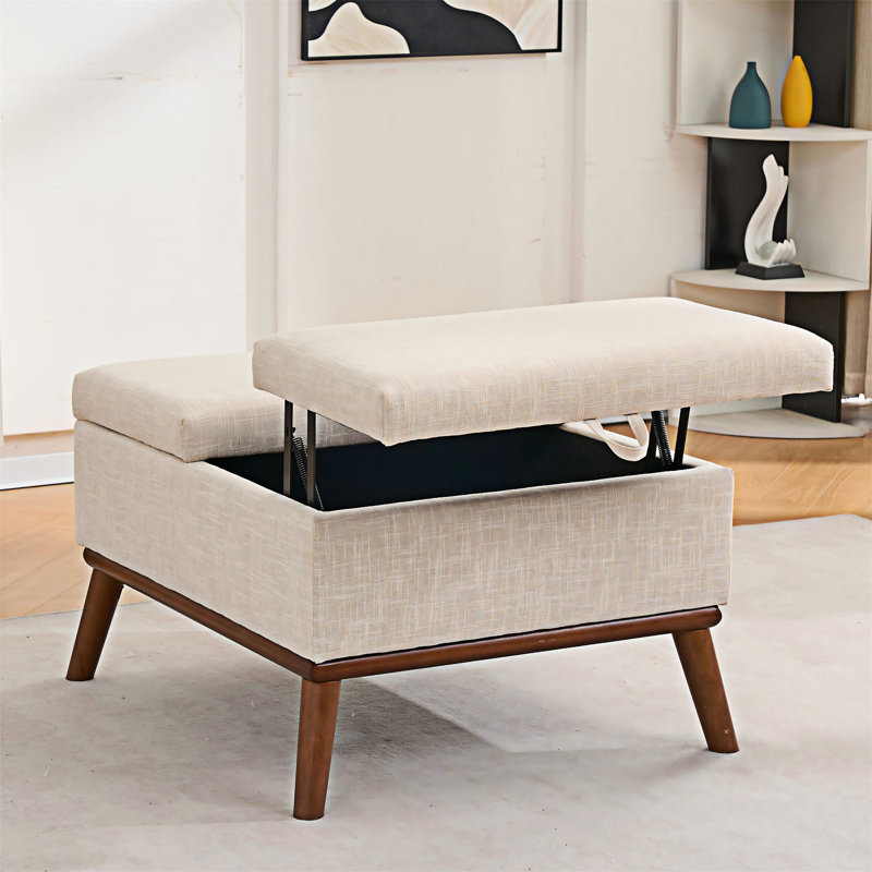 Table basse avec repose-pieds et rangement, Beige / Brun