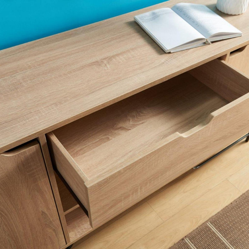 Buffet Table with Metal Legs and Storage