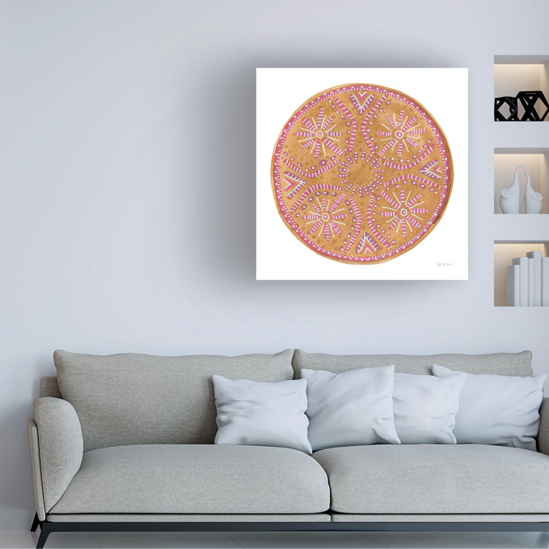 Art mural sur toile mandala de bolognaise, bologette, yvette de Saint-Amant, H 35 po x l 35 po
