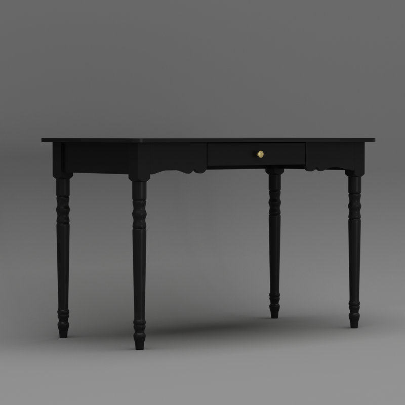 Classic Rubberwood Writing Desk With Turned Legs And Storage Drawer - Timeless Design For Home And Office