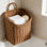 Panier suspendu tissé à la main pour le mur et la porte, panier de rangement en osier de rotin imitation PP pour maison de campagne et café style boho