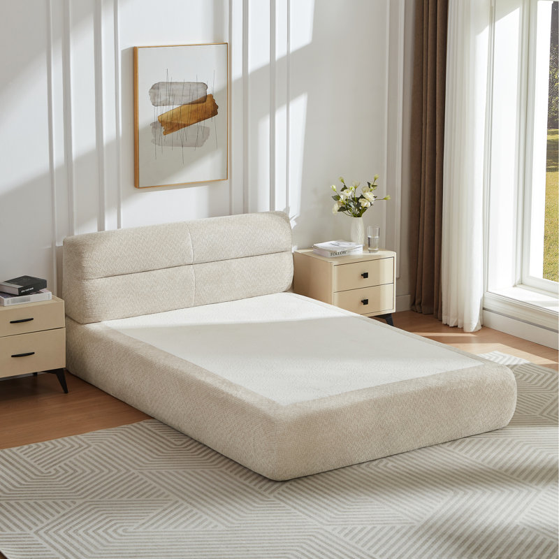 Lit de luxe en chenille compressible pour la détente dans les espaces de vie, le confort et la lecture simple de la salle d'installation, un soutien doux au toucher