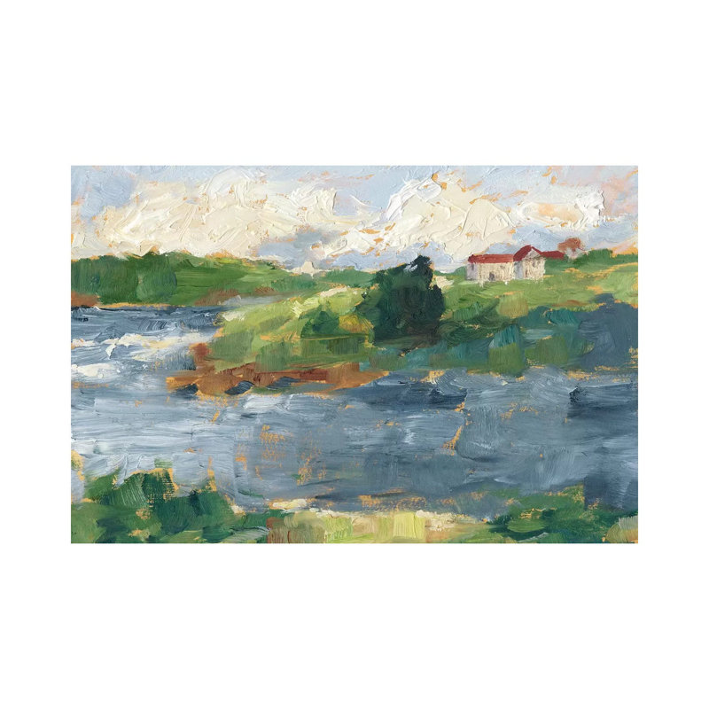 Reproduction d’art, "Lakeside cottages IV" par Ethan Harper, Toile tendue, H 8 po x l 12 po x P 0,75 po, Pas de tapis