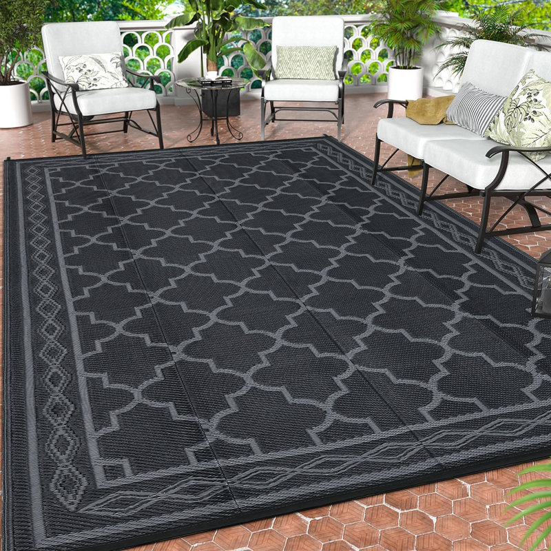 Morocco Outdoor Mats Plastic Straw Rug Waterproof Modern Washable Outdoor Rug for Garden Backyard Picnic Camping RV Deck Beach Trailer