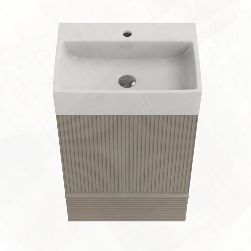 Meuble-lavabo autoportant avec lavabo en céramique, Gris