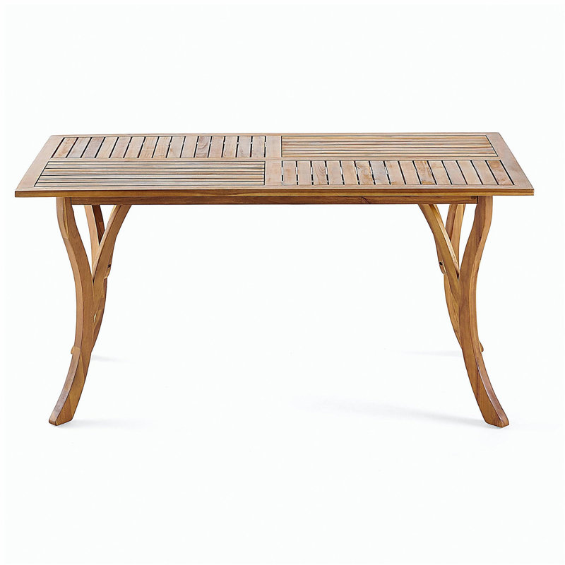 Table de salle à manger d'extérieur rectangulaire en bois massif 59 pouces, finition teck, Teck