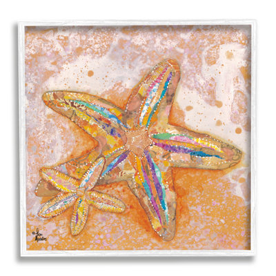 " Patterned Starfish Ocean Foam Layered Ephemera Collage " by Lisa Morales
