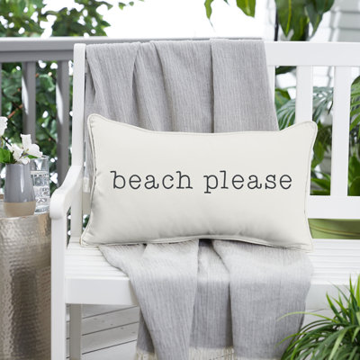 Sunbrella Indoor/Outdoor Lumbar Embroidered Pillow Beach