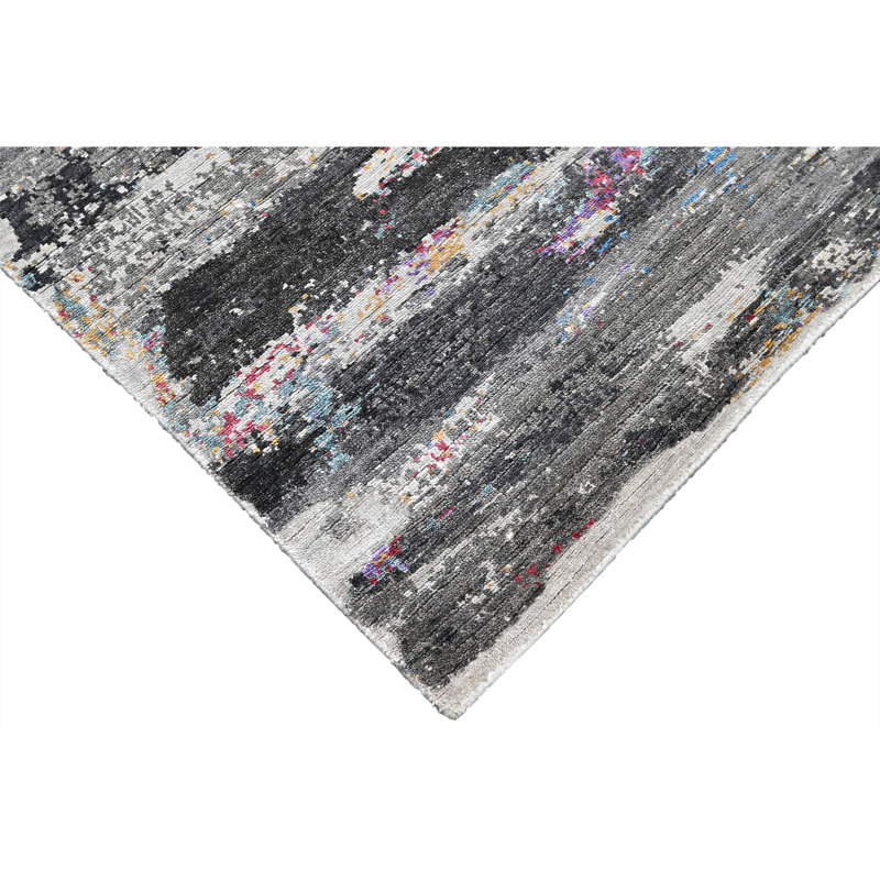 High-Quality Hand-Knotted Charcoal And Grey Area Rug
