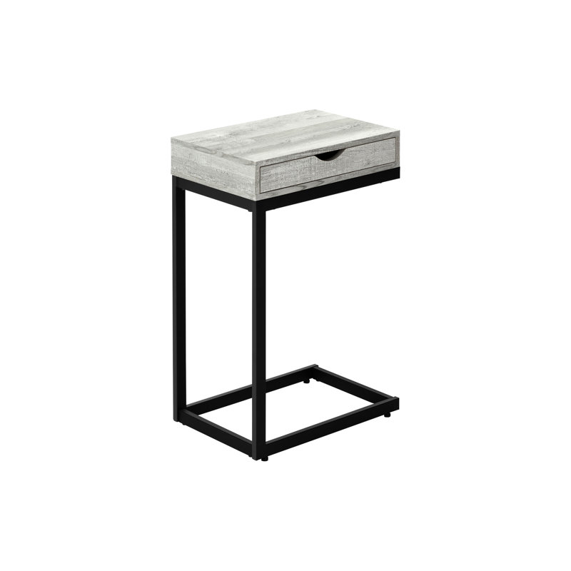 Table d'appoint avec porte-collation - stratifié gris et métal noir