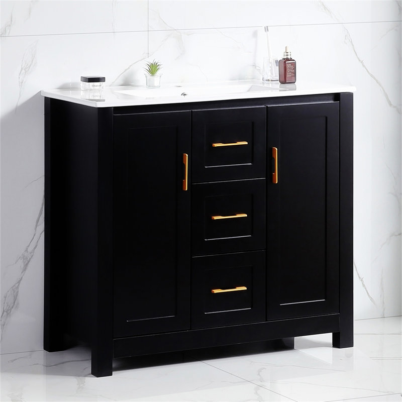 36"  Bathroom Vanity With Single Sink, Black