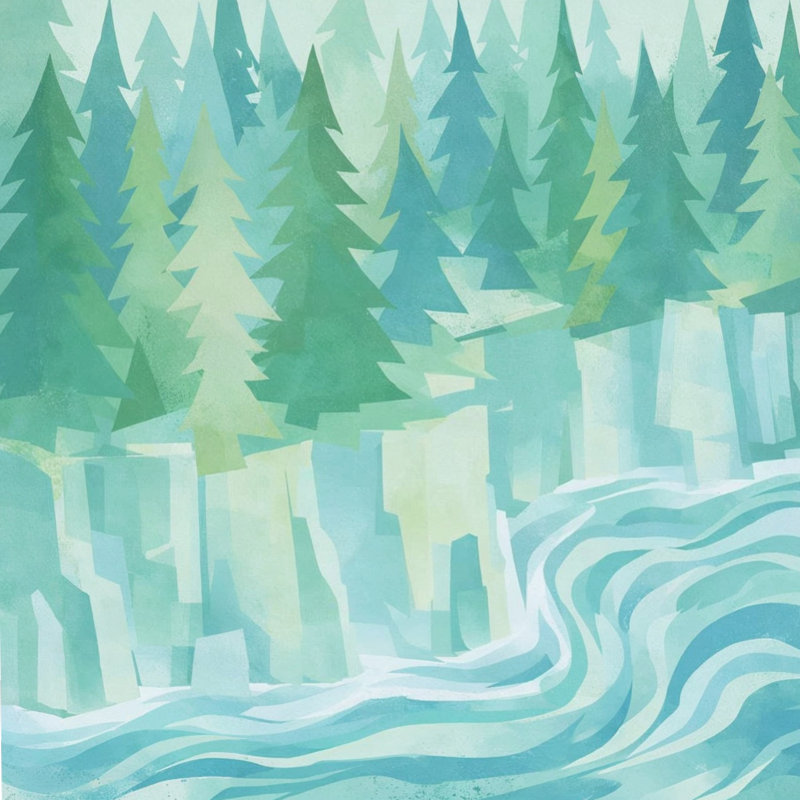 Rideaux de douche Pine River, L 70 po x H 84 po, Vert clair / bleu moyen