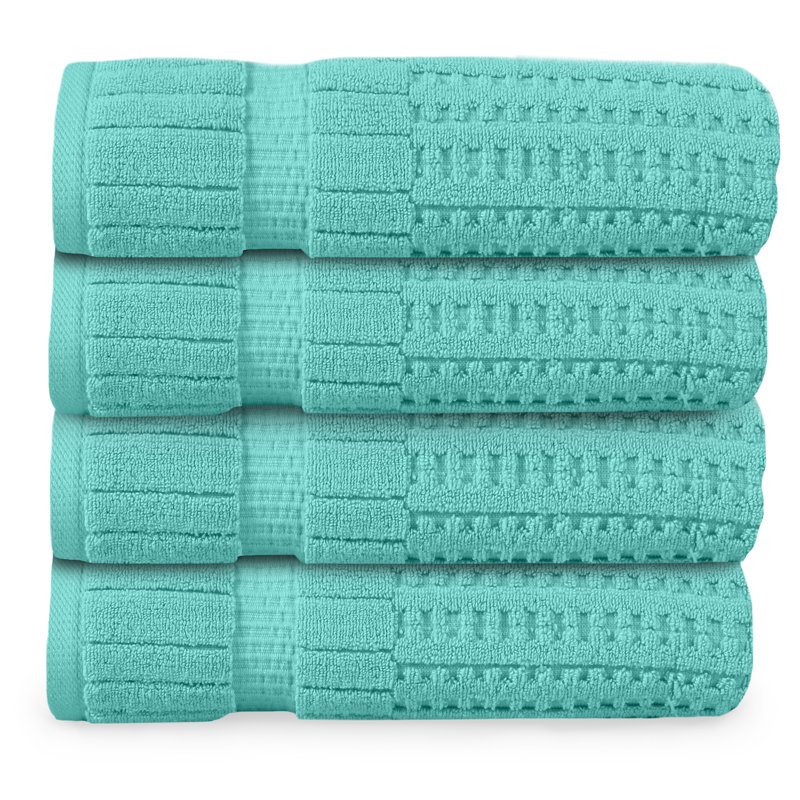 Willow 4 Pieces Towel Set – 100% Combed Cotton, Premium Quality 630 GSM, Turquoise, Ultra-Soft & Highly Absorbent (4 Bath Towels)