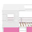 Lit simple superposé en bois, lit maison avec fenêtres et tente, cadre de lit mezzanine bas avec garde-corps protecteur-1451210186-1451210183