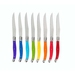 French Home Set Of 8 Laguiole Steak Knives, Rainbow Colors (Set of 8)