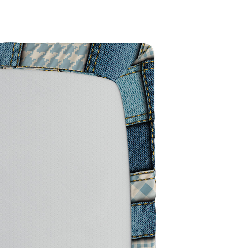 Microfiber Striped Fitted Sheet, Twin Fitted Sheet, Blue Geometric