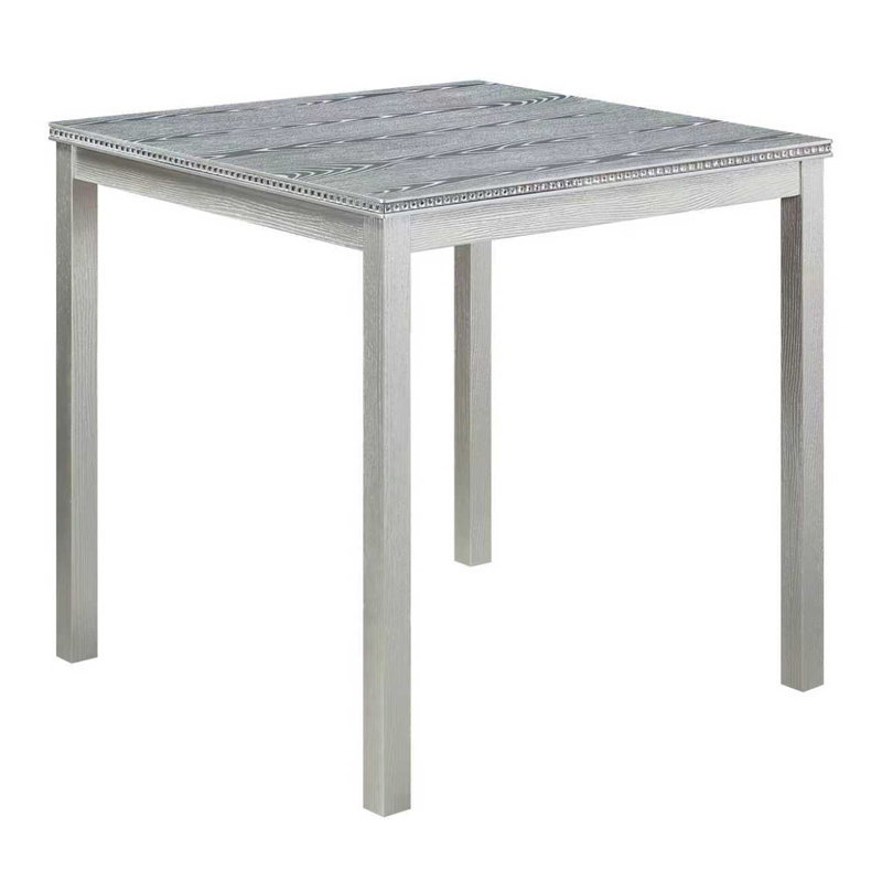 Table de salle à manger en bois carrée, table de cuisine pour petit espace, table de comptoir pour 4 personnes, gris argenté