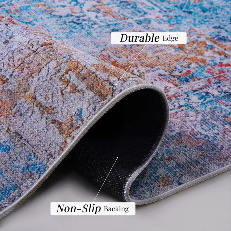 Area Rugs Living Room, Washable Rug, Low-Pile, Non-Slip, Non-Shedding, Foldable, Kid & Pet Friendly - Area Rugs For Living Room, Bedroom, Kitchen