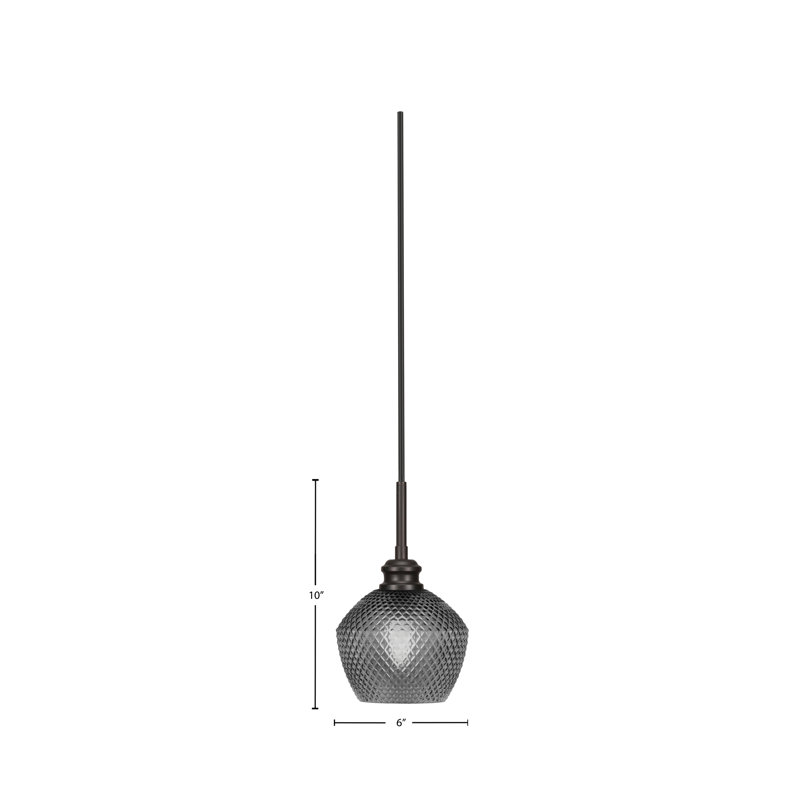 Mini-luminaire suspendu avec cordon Edge et verre texturé fumé 6 po, Espresso