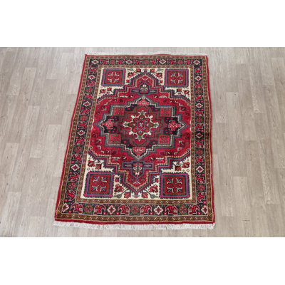Tapis géométrique rouge 5 x 7