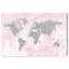 Carte pailletée rose et argentée, carte du monde pailletée, toile moderne rose pour salon - cadre photo sur toile flottante-71091222-71091233