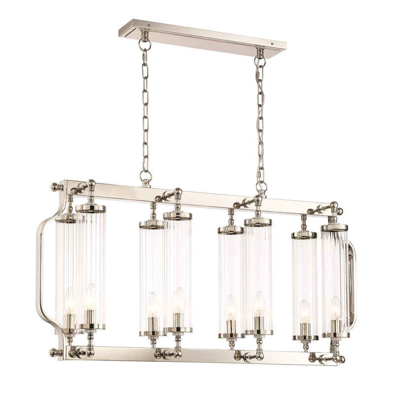 Luminaire suspendu linéaire pour îlot de cuisine 8 lumières Leonia