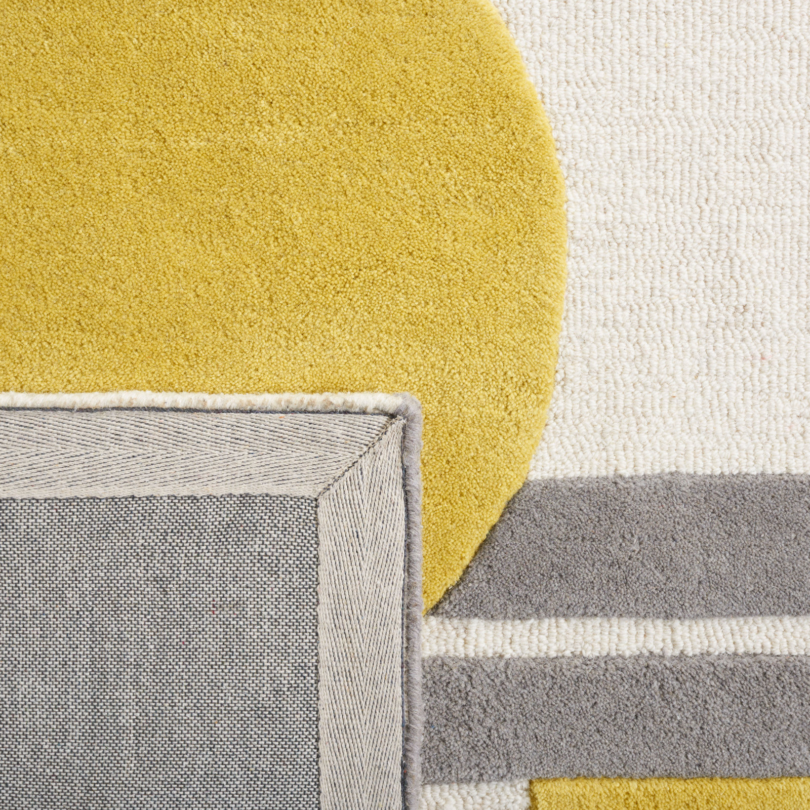 Felipe Gray Gold Hand-Tufted Wool Geometric Rug, Rectangle 9' x 12'