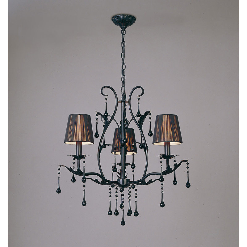 3 - Light Candle Style Chandelier, Black