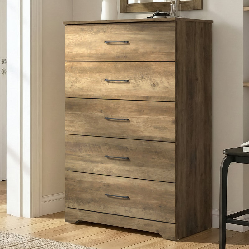 Arkia 5 Drawer 31.5" W Dresser, Knotty Oak