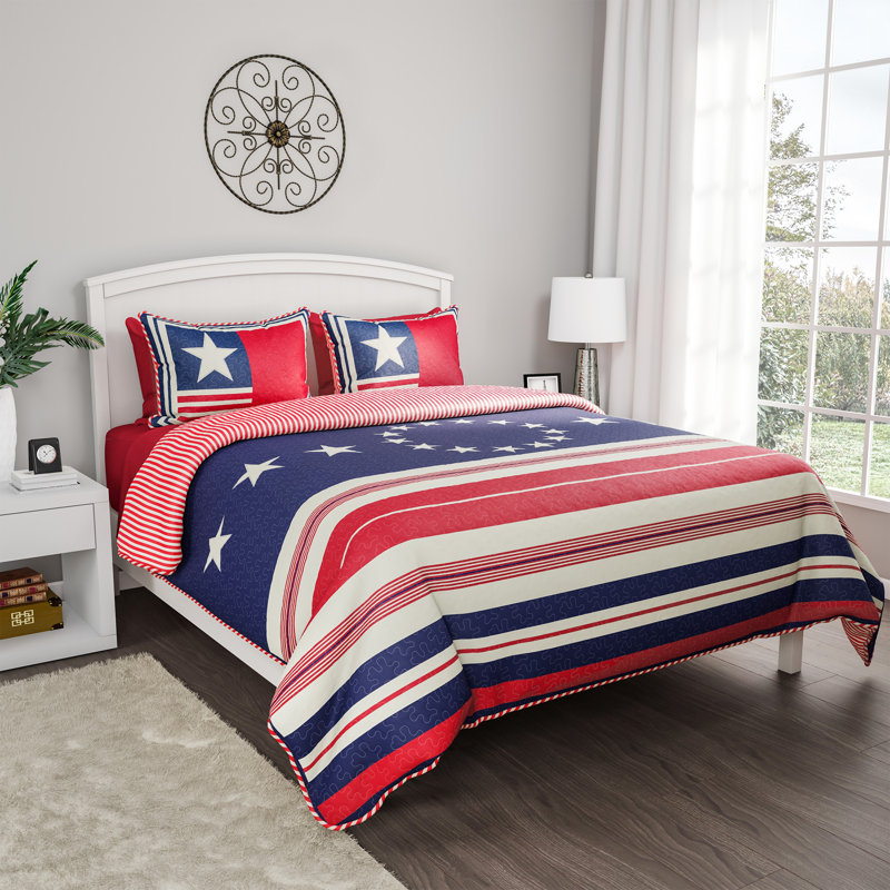 Ensemble de courtepointe réversible LHC Americana - couvre-lit en microfibre avec taies décoratives