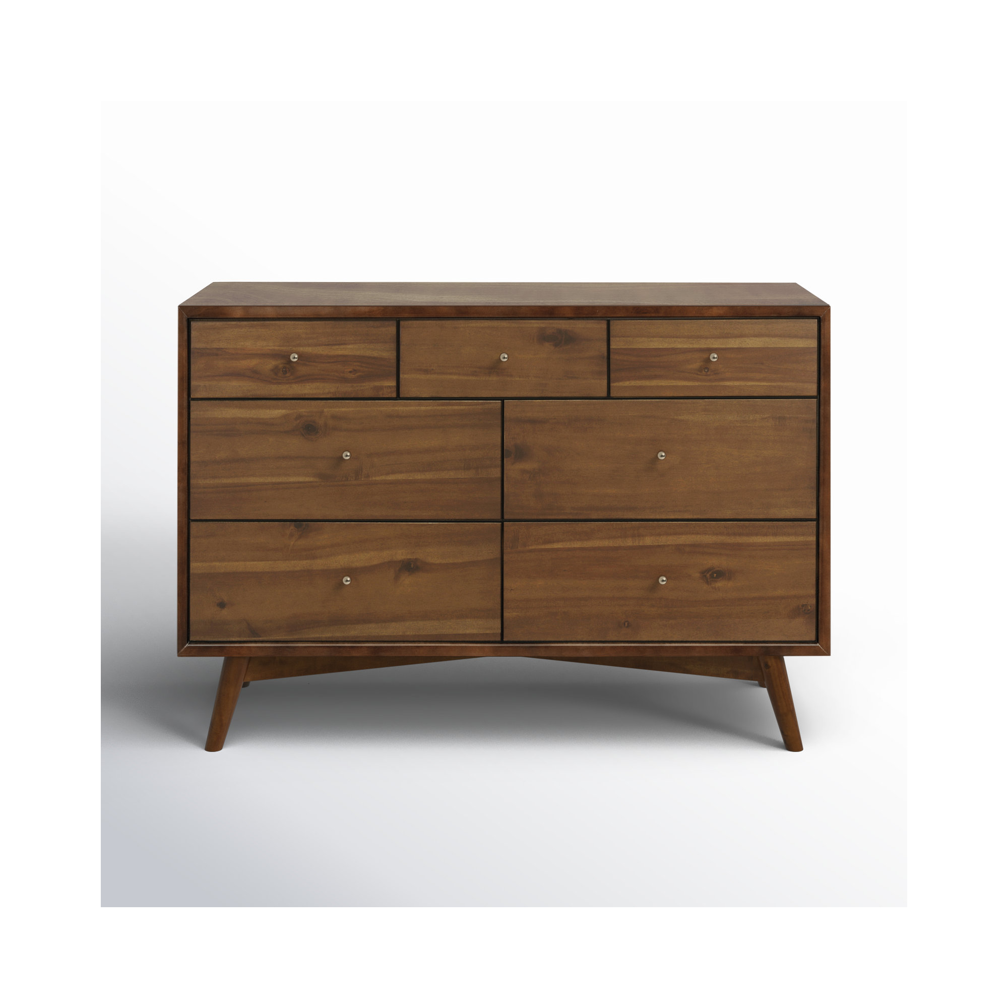 Palma 7 Drawer 53" W Double Dresser, Natural Walnut