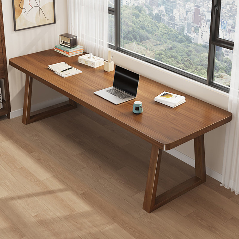 Bureau rectangulaire en bois massif brun noisette, H 29,53 po x l 86,61 po x P 23,62 po